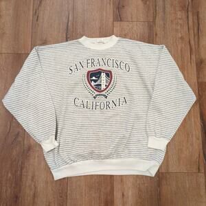 VTG San Francisco California Adult XL Sweatshirt Striped Golden State Warriors